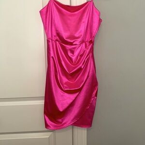 silk pink hoco dress!!